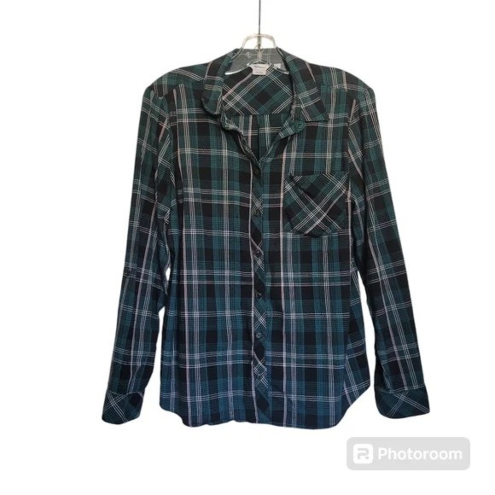 Green Plaid Button-Up Shirt